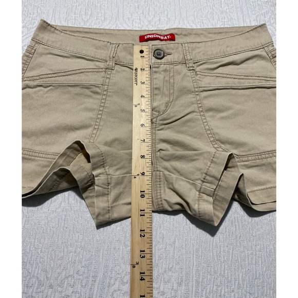 Unionbay Cargo Utility Shorts Juniors 11 Khaki Tan Stretch Cotton Chino Mid Rise - Picture 4 of 9